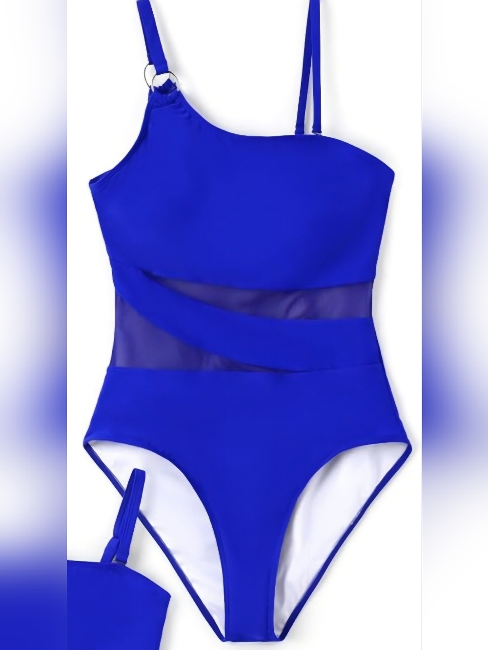 Womans Royal Blue Mesh-Accent Swimsuit - Size Small Swimwear One-piece